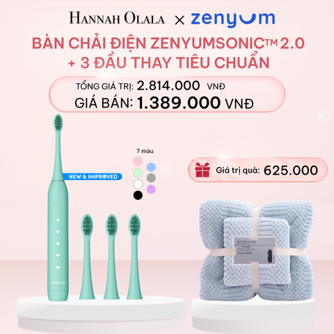  E962_DEAL 4: BỘ BÀN CHẢI ĐIỆN ZENYUM SONIC MỚI 2.0 + 3 ĐẦU THAY TIÊU CHUẨN 