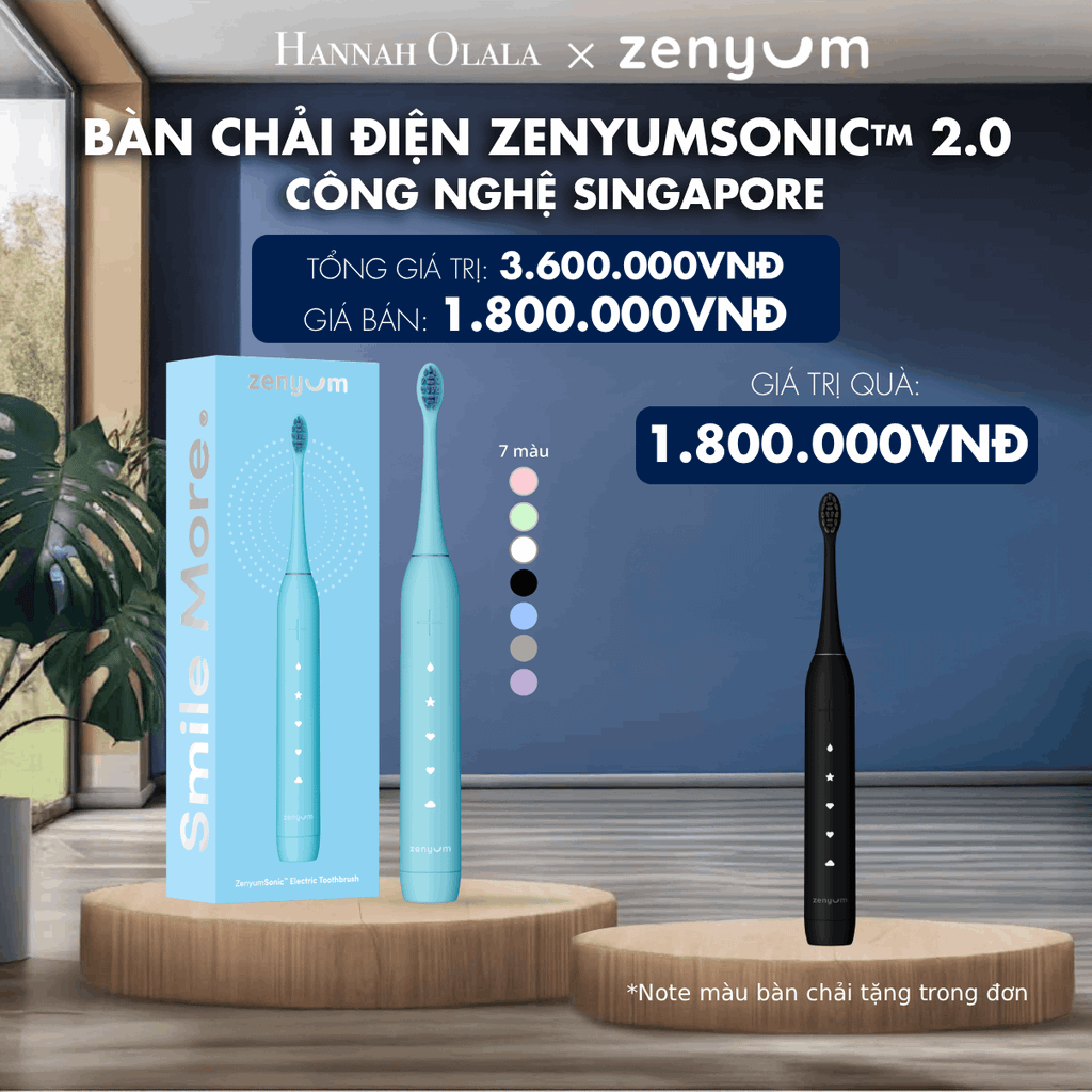  [MUA 1 TẶNG 1] BÀN CHẢI ĐIỆN ZENYUM SONIC 2.0 - CÔNG NGHỆ SINGAPORE (NOTE MÀU BÀN CHẢI TẶNG TRONG ĐƠN) 