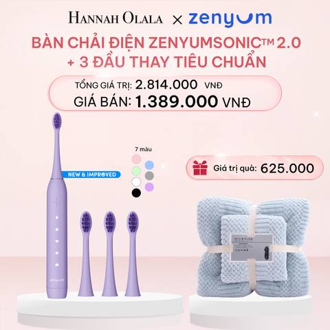  E962_DEAL 4: BỘ BÀN CHẢI ĐIỆN ZENYUM SONIC MỚI 2.0 + 3 ĐẦU THAY TIÊU CHUẨN 