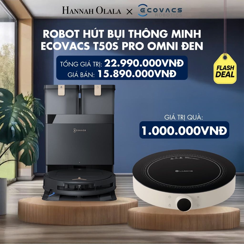  ROBOT HÚT BỤI THÔNG MINH ECOVACS T50S PRO OMNI ĐEN - DEAL 5 