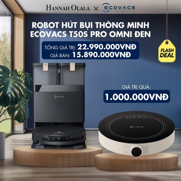  ROBOT HÚT BỤI THÔNG MINH ECOVACS T50S PRO OMNI ĐEN - DEAL 5 - H95 