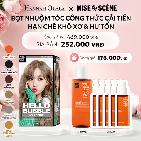  E650: DEAL 5: NHUỘM TÓC TẠI NHÀ MISE EN SCÈNE HELLO BUBBLE 100G DẠNG BỌT KEM, CÔNG THỨC CẢI TIẾN MỚI HẠN CHẾ KHÔ XƠ VÀ HƯ TỔN 