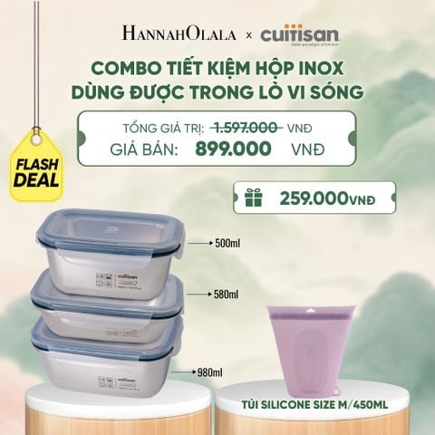  HỘP INOX 304 CAO CẤP CUITISAN SIMPLE DÙNG ĐƯỢC TRONG LÒ VI SÓNG - DEAL 5 - A2139 