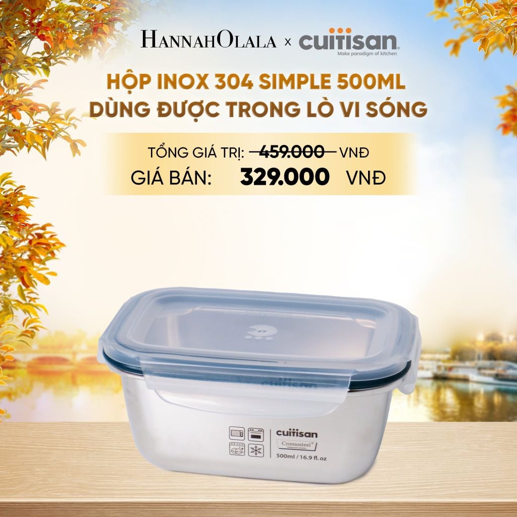  HỘP INOX 304 CAO CẤP CUITISAN SIMPLE DÙNG ĐƯỢC TRONG LÒ VI SÓNG - DEAL 5 - E1651 