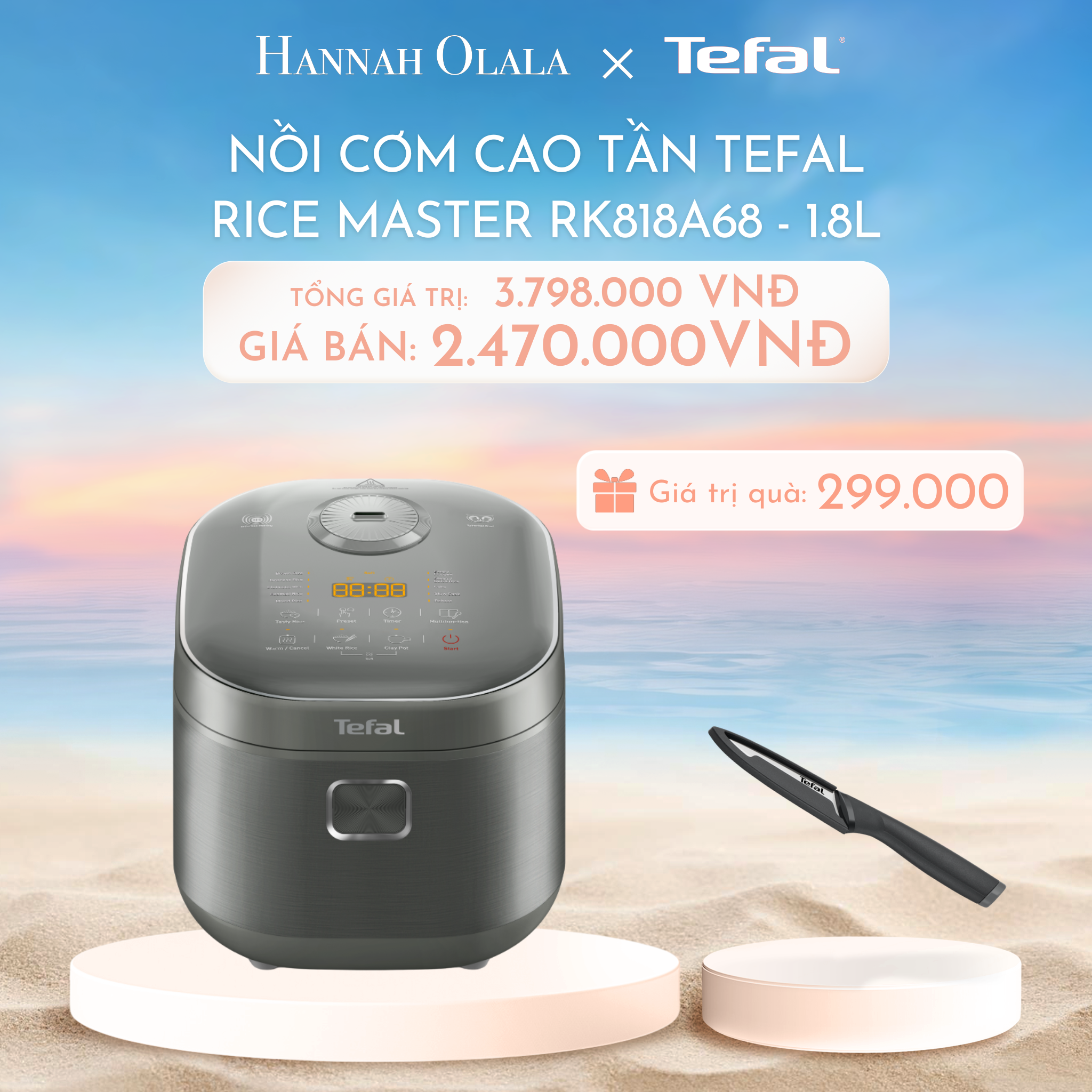  C1030_DEAL 5.2: NỒI CƠM CAO TẦN TEFAL RICE MASTER RK818A68 - 1.8L 