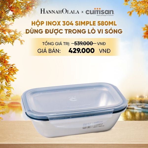  HỘP INOX 304 CAO CẤP CUITISAN SIMPLE DÙNG ĐƯỢC TRONG LÒ VI SÓNG - DEAL 5 - E1651 