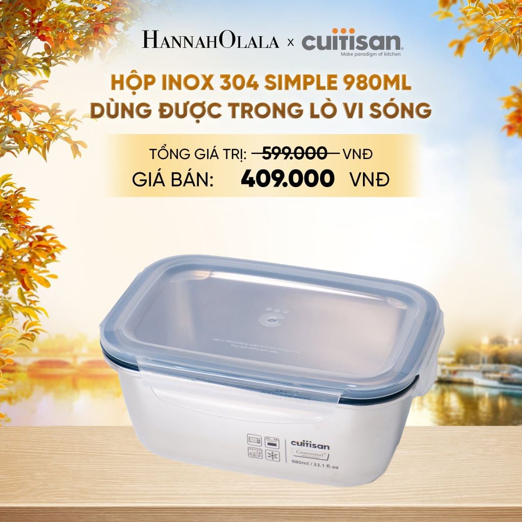  HỘP INOX 304 CAO CẤP CUITISAN SIMPLE DÙNG ĐƯỢC TRONG LÒ VI SÓNG - DEAL 5 - E1651 