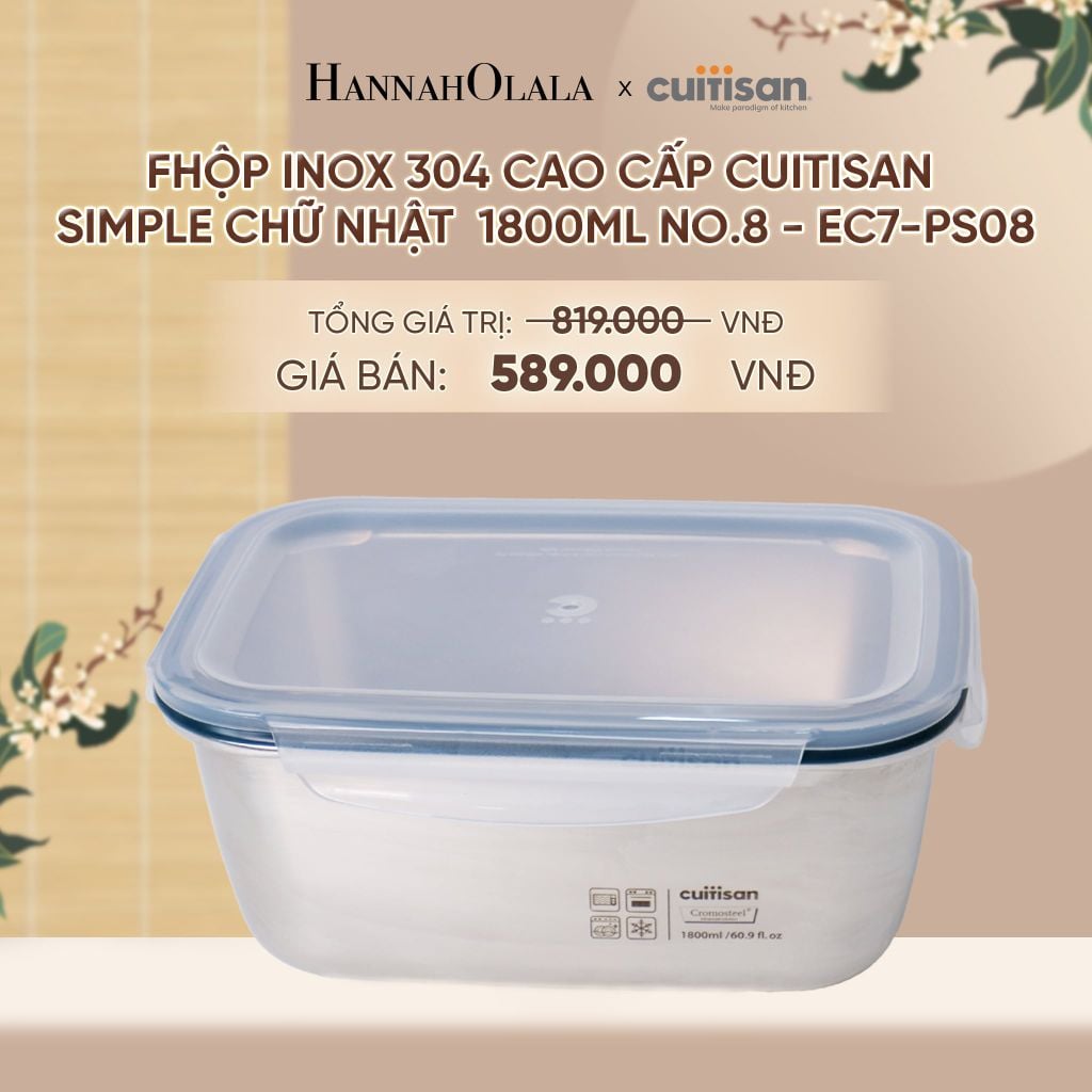  HỘP INOX 304 CAO CẤP CUITISAN SIMPLE DÙNG ĐƯỢC TRONG LÒ VI SÓNG - DEAL 5 - A1958 