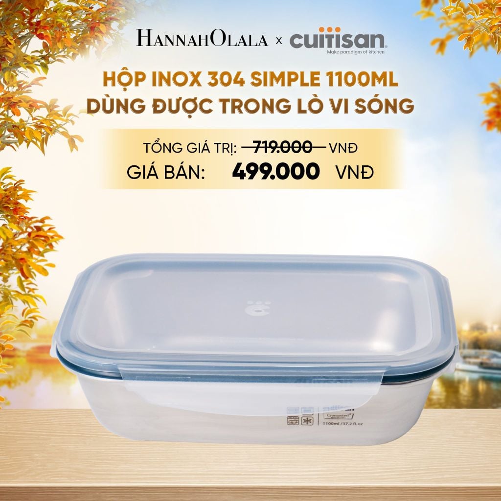  HỘP INOX 304 CAO CẤP CUITISAN SIMPLE DÙNG ĐƯỢC TRONG LÒ VI SÓNG - DEAL 5 - E1651 
