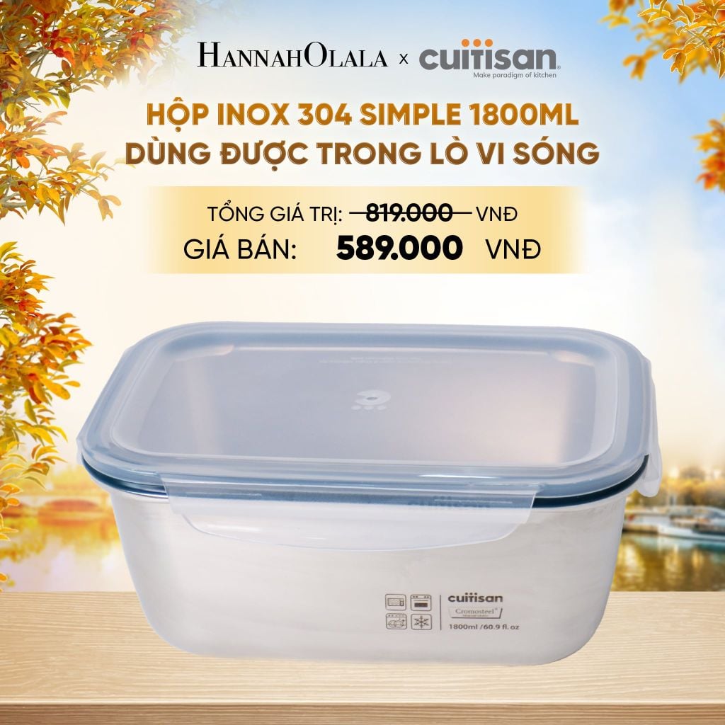  HỘP INOX 304 CAO CẤP CUITISAN SIMPLE DÙNG ĐƯỢC TRONG LÒ VI SÓNG - DEAL 5 - E1651 