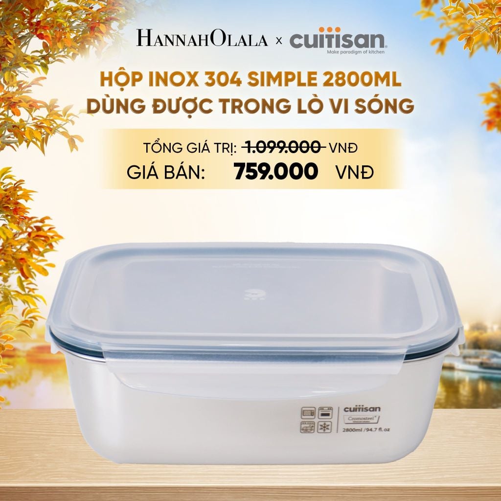 HỘP INOX 304 CAO CẤP CUITISAN SIMPLE DÙNG ĐƯỢC TRONG LÒ VI SÓNG - DEAL 5 - E1651 