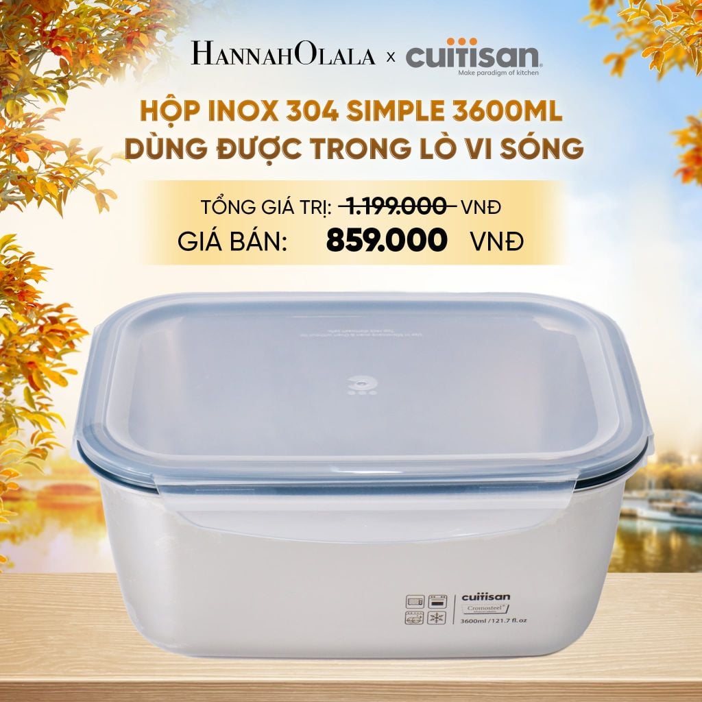 HỘP INOX 304 CAO CẤP CUITISAN SIMPLE DÙNG ĐƯỢC TRONG LÒ VI SÓNG - DEAL 5 - E1651 