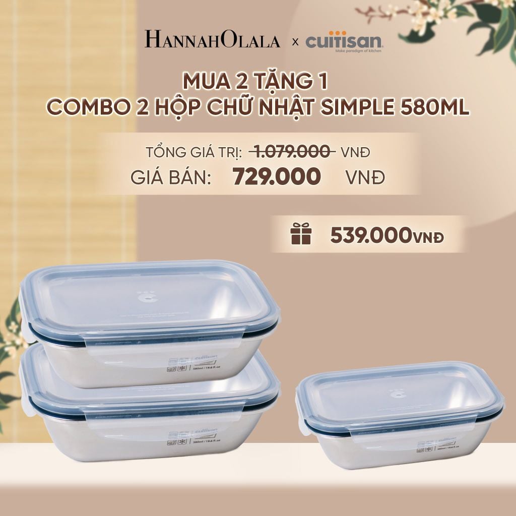  HỘP INOX 304 CAO CẤP CUITISAN SIMPLE DÙNG ĐƯỢC TRONG LÒ VI SÓNG - DEAL 5 - A1958 
