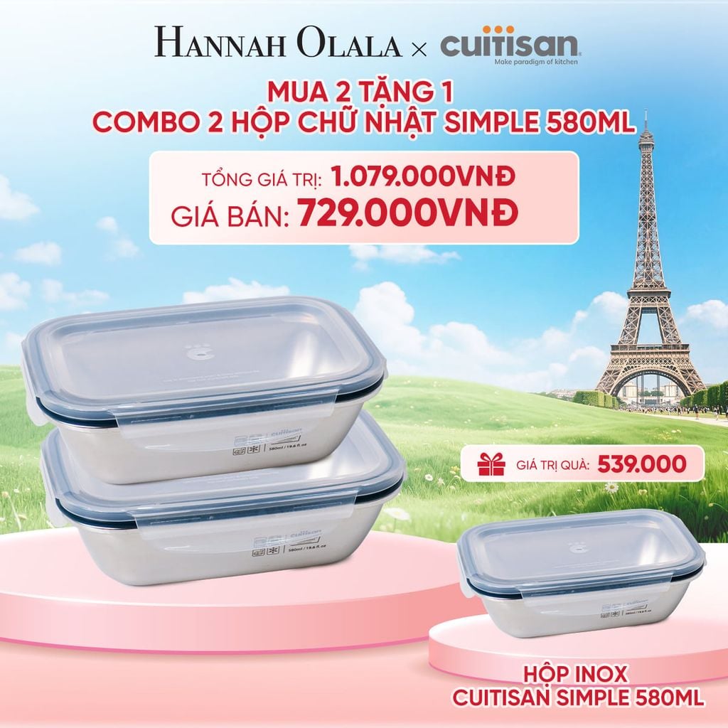  HỘP INOX 304 CAO CẤP CUITISAN SIMPLE DÙNG ĐƯỢC TRONG LÒ VI SÓNG - DEAL 5 - B61 