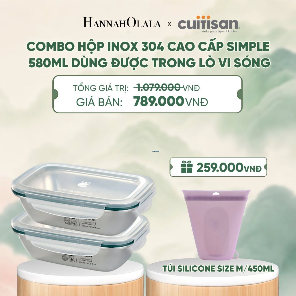  HỘP INOX 304 CAO CẤP CUITISAN SIMPLE DÙNG ĐƯỢC TRONG LÒ VI SÓNG - DEAL 5 - A2139 