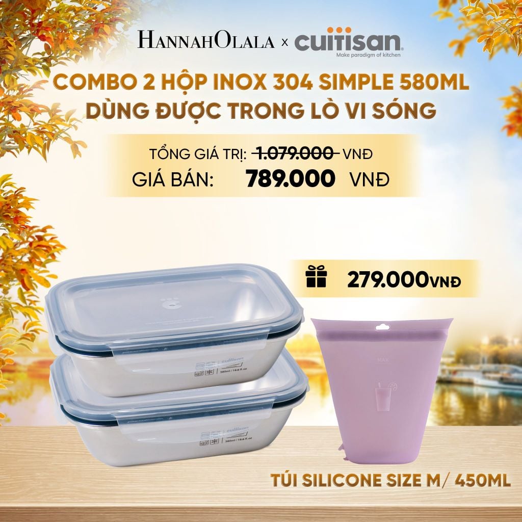  HỘP INOX 304 CAO CẤP CUITISAN SIMPLE DÙNG ĐƯỢC TRONG LÒ VI SÓNG - DEAL 5 - E1651 