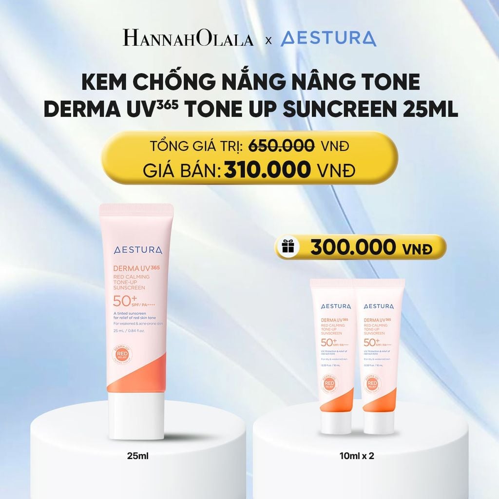  KEM CHỐNG NẮNG NÂNG TONE AESTURA DERMA UV365 RED CALMING TONE UP SUNCREEN 25ML - E178 