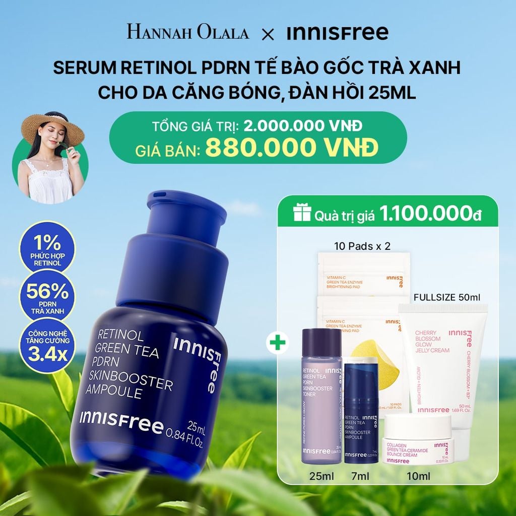  DEAL 5: SERUM RETINOL PDRN TẾ BÀO GỐC TRÀ XANH CHO DA CĂNG BÓNG, ĐÀN HỒI 25ML 