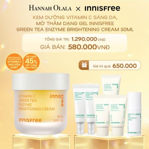  DEAL 5: KEM DƯỠNG VITAMIN C SÁNG DA, MỜ THÂM DẠNG GEL INNISFREE GREEN TEA ENZYME BRIGHTENING CREAM 50ML 