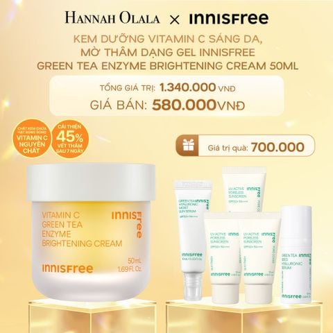 DEAL 5: KEM DƯỠNG VITAMIN C SÁNG DA, MỜ THÂM DẠNG GEL INNISFREE GREEN TEA ENZYME BRIGHTENING CREAM 50ML 