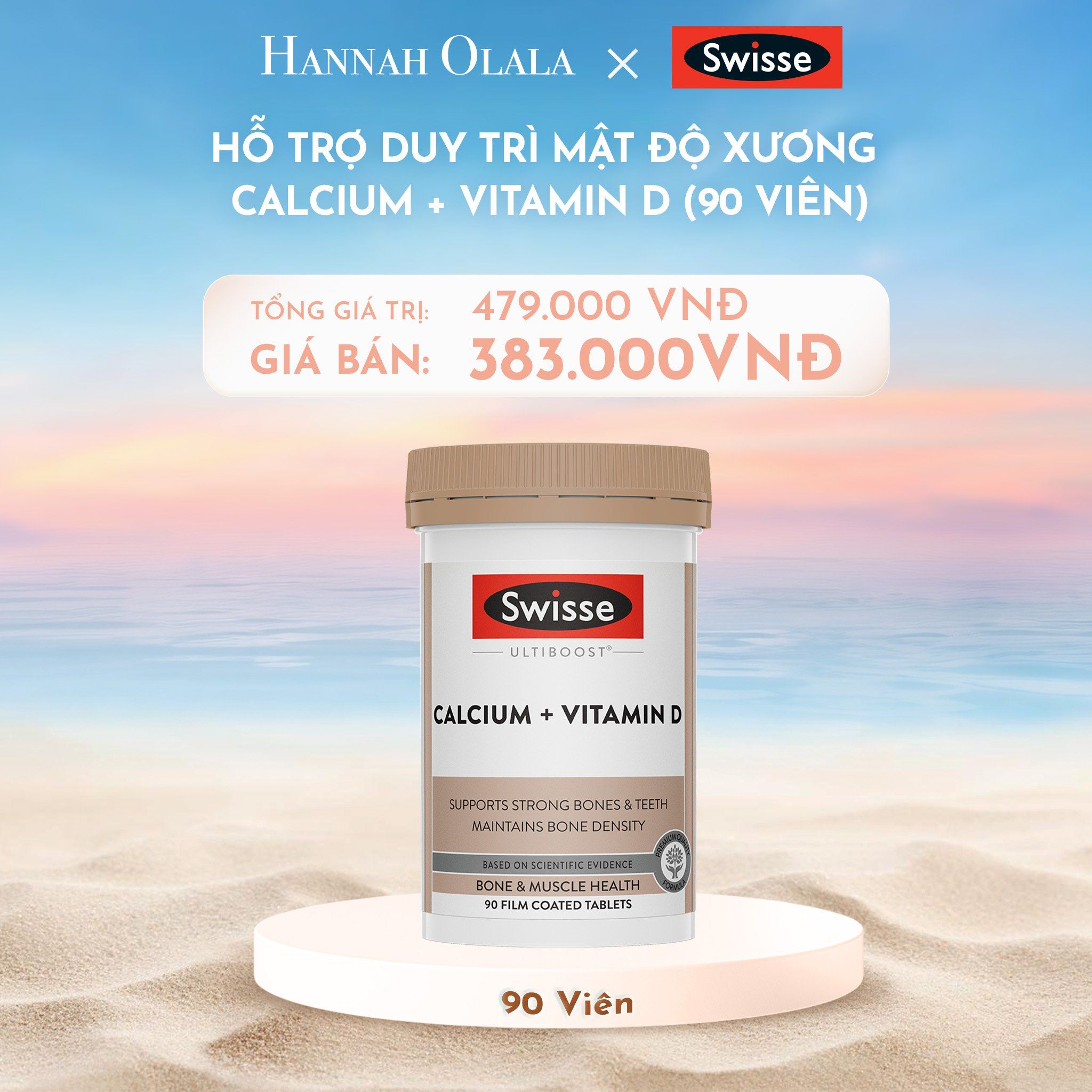  C900_DEAL 5: VIÊN UỐNG HỖ TRỢ DUY TRÌ MẬT ĐỘ XƯƠNG SWISSE ULTIBOOST CALCIUM + VITAMIN D (90 VIÊN) 