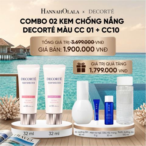  [FLASH DEAL 7]: COMBO 02 KEM CHỐNG NẮNG HIỆU CHỈNH TONE DA DECORTÉ SUN SHELTER_ A1804_ D384 