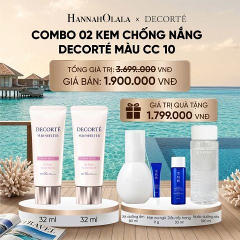  [FLASH DEAL 7]: COMBO 02 KEM CHỐNG NẮNG HIỆU CHỈNH TONE DA DECORTÉ SUN SHELTER_ A1804_ D384 