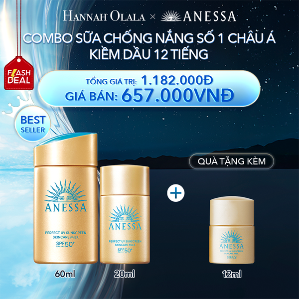 A22_[FLASH DEAL] DEAL 5: COMBO SỮA CHỐNG NẮNG DƯỠNG DA KIỀM DẦU BẢO VỆ HOÀN HẢO ANESSA GOLD MILK SPF50+ PA++++ 60ML + 20ML 
