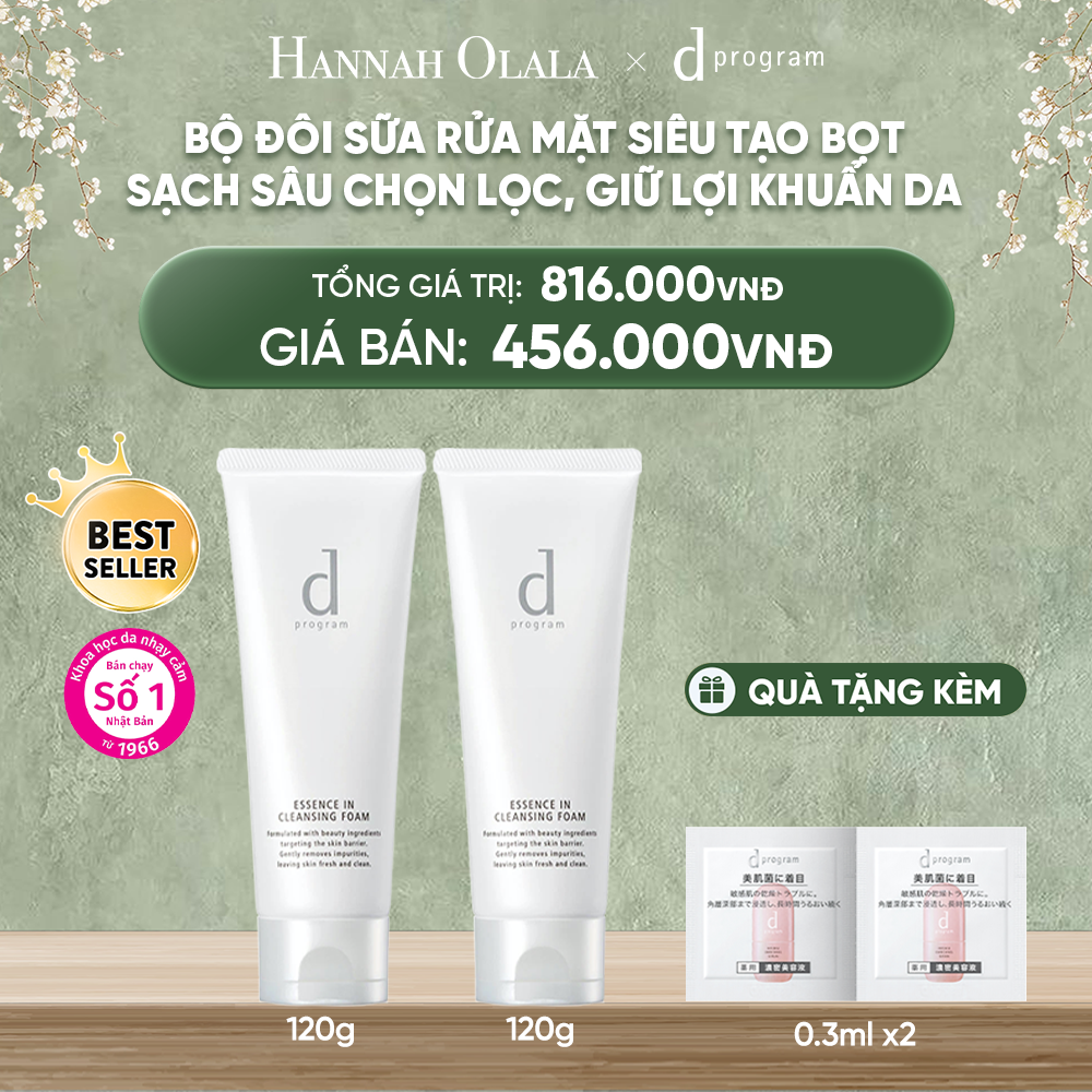  DEAL 5: BỘ SỮA RỬA MẶT TẠO BỌT DƯỠNG DA DPROGRAM ESSENCE IN CLEANSING FOAM 120G X2 