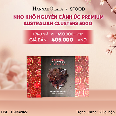  NHO KHÔ NGUYÊN CÀNH ÚC PREMIUM AUSTRALIAN CLUSTERS 500G - A519 