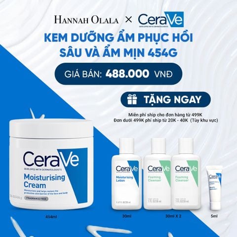  KEM DƯỠNG ẨM PHỤC HỒI SÂU VÀ ẨM MỊN SUỐT 48H DÀNH CHO DA KHÔ, DUY TRÌ HÀNG RÀO BẢO VỆ DA CERAVE MOISTURISING CREAM 454G - B35 