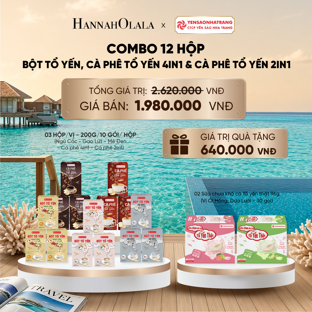  COMBO 09 HỘP BỘT TỔ YẾN & 03 HỘP CÀ PHÊ TỔ YẾN 4IN1 & 03HỘP CÀ PHÊ TỔ YẾN 2IN1 - DEAL 7 