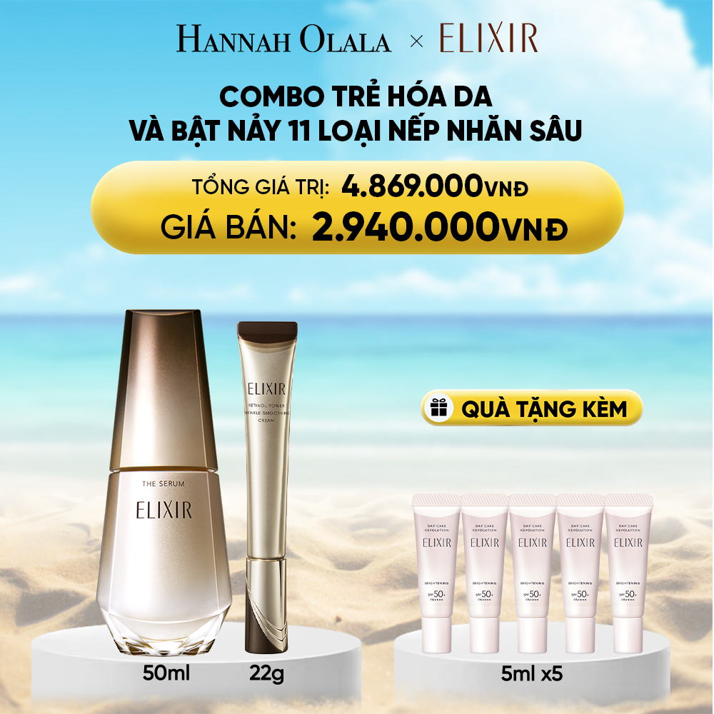 Combo Serum Kích Hoạt Trẻ Hóa Làn Da EIS The Serum AA 50ml & Kem Dưỡng Da Cải Thiện 11 Loại Nếp Nhăn Sâu Elixir Retinol Power Wrinkle Smoothing Cream 22g