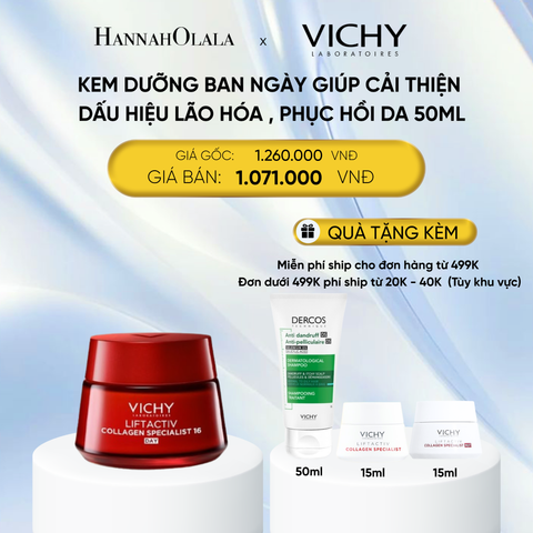  DEAL 5 KEM DƯỠNG BAN NGÀY GIÚP CẢI THIỆN CÁC DẤU HIỆU LÃO HÓA , PHỤC HỒI & NUÔI DƯỠNG DA VICHY LIFTACTIV COLLAGEN SPECIALIST 50ML 
