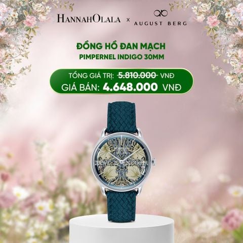  DEAL 5: ĐỒNG HỒ ĐAN MẠCH AUGUST BERG X MORRIS & CO. - PIMPERNEL INDIGO 30MM - DÂY PERLON - MÀU BẠC 