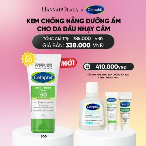  DEAL 5: KEM CHỐNG NẮNG DƯỠNG ẨM 2IN1 CHO DA DẦU NHẠY CẢM CETAPHIL DAILY DEFENSE CREAM SPF50 50G_ A1934 