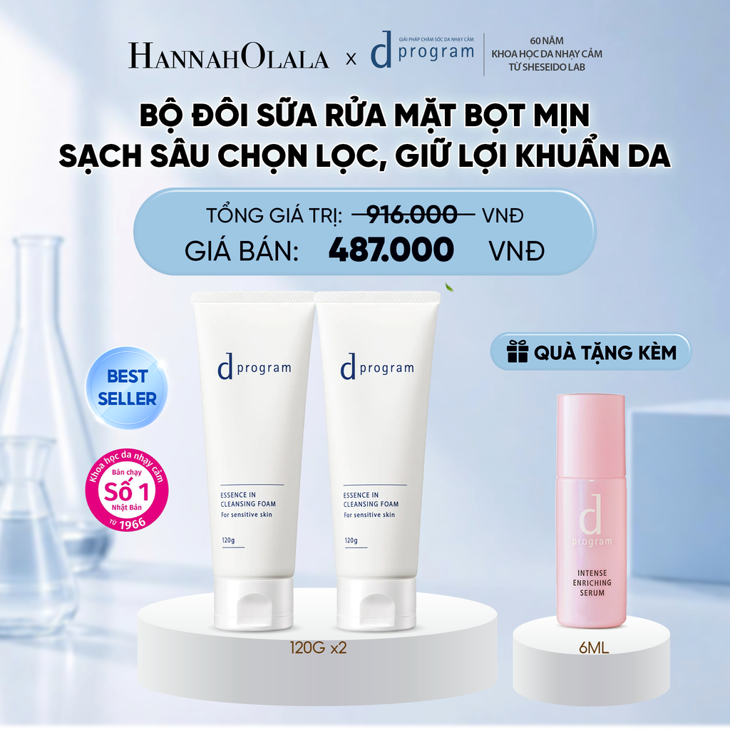  BỘ ĐÔI SỮA RỬA MẶT TẠO BỌT DƯỠNG DA DPROGRAM ESSENCE IN CLEANSING FOAM 120G X2 - DEAL 5 