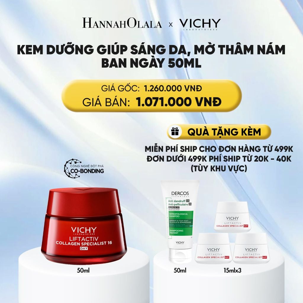  KEM DƯỠNG BAN NGÀY GIÚP CẢI THIỆN CÁC DẤU HIỆU LÃO HÓA , PHỤC HỒI & NUÔI DƯỠNG DA VICHY LIFTACTIV COLLAGEN SPECIALIST 50ML - DEAL 5 : 