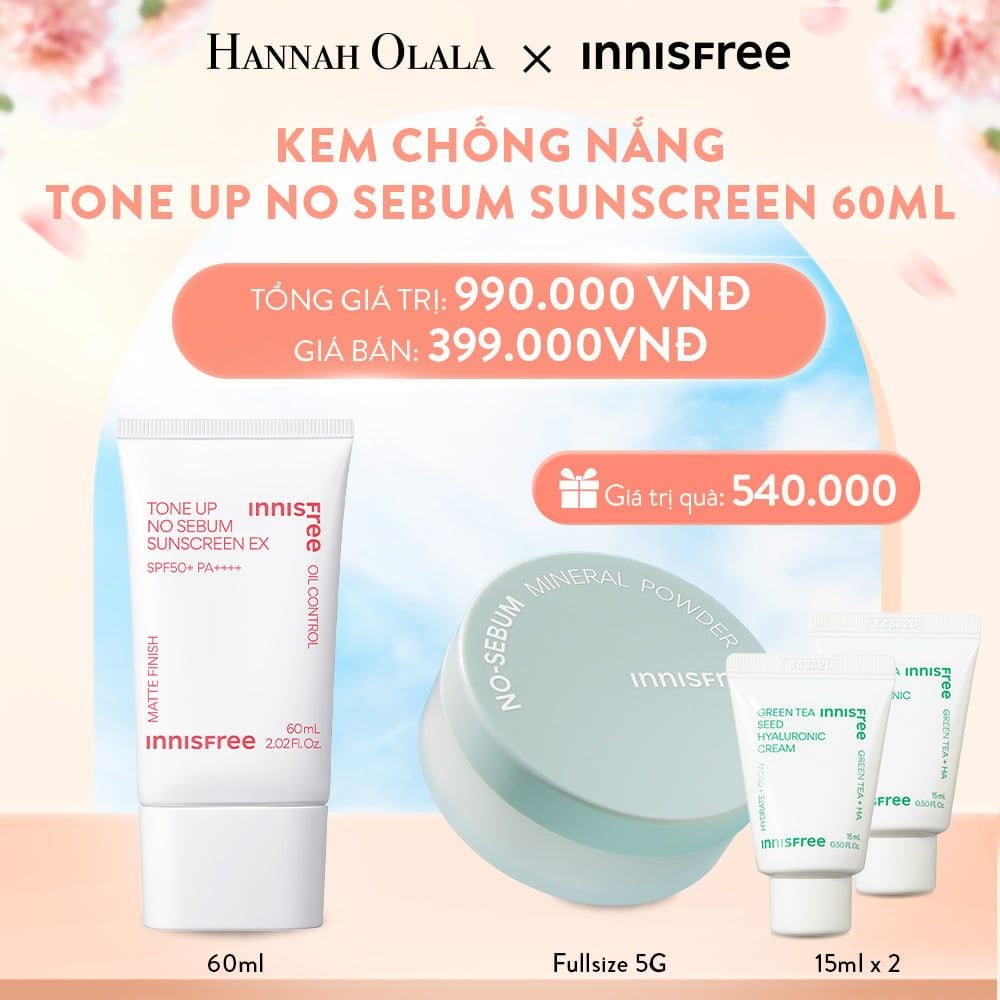  A370_DEAL 5: KEM CHỐNG NẮNG TONE UP NO SEBUM SUNSCREEN 60ML 