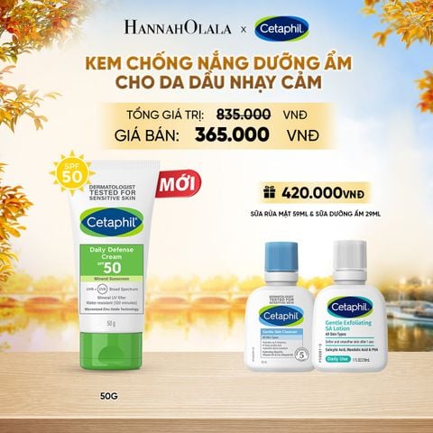  KEM CHỐNG NẮNG DƯỠNG ẨM 2IN1 CHO DA DẦU NHẠY CẢM CETAPHIL DAILY DEFENSE CREAM SPF50 50G DEAL 5: - E1752 