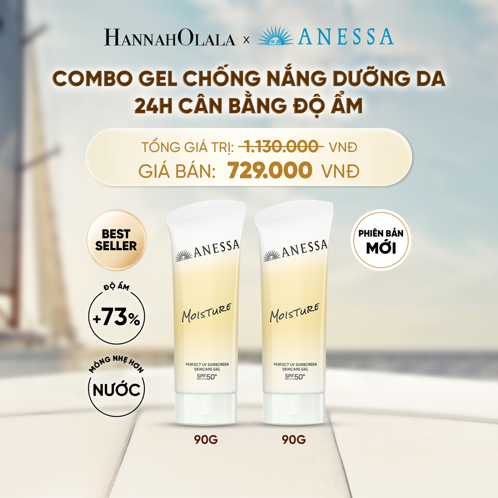  [PHIÊN BẢN MỚI] COMBO GEL CHỐNG NẮNG DƯỠNG DA 24H CÂN BẰNG ĐỘ ẨM ANESSA MOISTURE UV GEL SPF50+ PA++++ 90GX2 - DEAL 5 