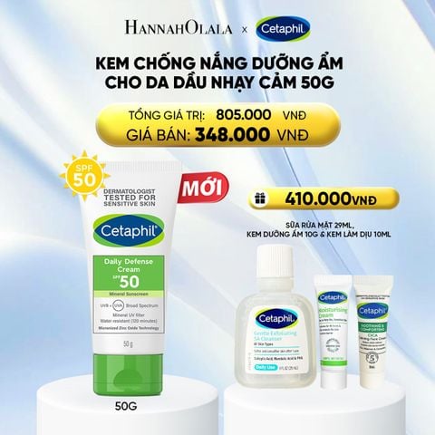  KEM CHỐNG NẮNG DƯỠNG ẨM 2IN1 CHO DA DẦU NHẠY CẢM CETAPHIL DAILY DEFENSE CREAM SPF50 50G - DEAL 5: 