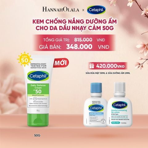  KEM CHỐNG NẮNG DƯỠNG ẨM 2IN1 CHO DA DẦU NHẠY CẢM CETAPHIL DAILY DEFENSE CREAM SPF50 50G DEAL 5: - A341 
