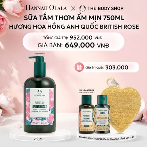  E951: DEAL 5: SỮA TẮM DƯỠNG ẨM DA HƯƠNG HOA HỒNG ANH QUỐC BRITISH ROSE SHOWER GEL 750ML 