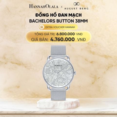  DEAL 5: ĐỒNG HỒ ĐAN MẠCH AUGUST BERG x MORRIS & CO. - MẶT BACHELORS BUTTON 38 MM - DÂY MESH 
