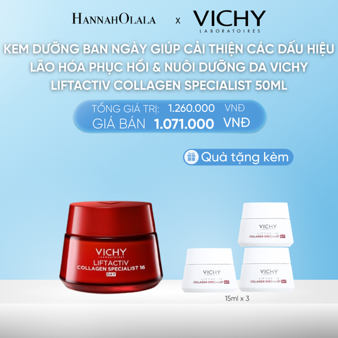  DEAL 5 KEM DƯỠNG BAN NGÀY GIÚP CẢI THIỆN CÁC DẤU HIỆU LÃO HÓA , PHỤC HỒI & NUÔI DƯỠNG DA VICHY LIFTACTIV COLLAGEN SPECIALIST 50ML 