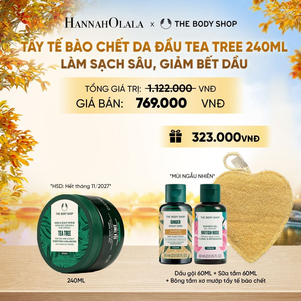  TẨY TẾ BÀO CHẾT LÀM SẠCH & CÂN BẰNG DA ĐẦU NHỜN TEA TREE HAIR SCRUB 240ML - E721 