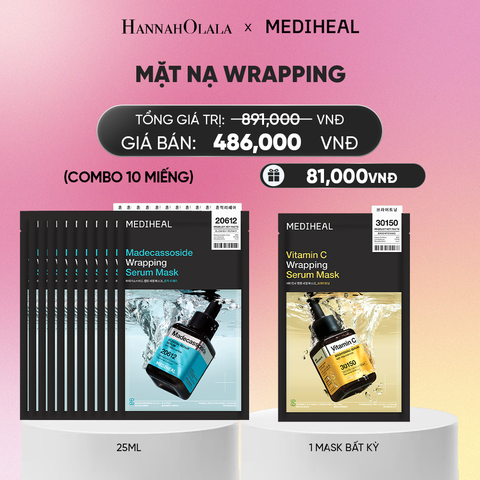  MEDIHEAL MẶT NẠ WRAPPING SERUM MASK 25ML (COMBO 10 MIẾNG) BẤT KỲ_A1131 