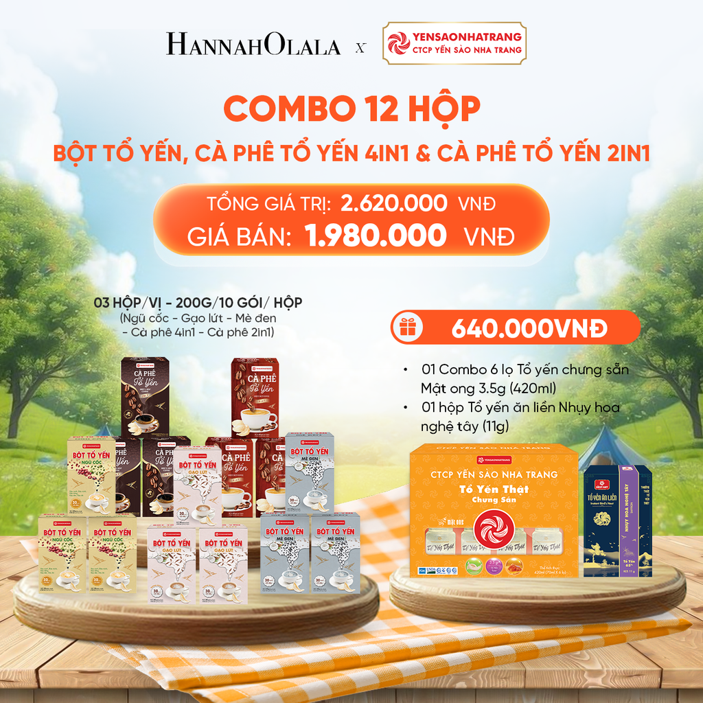 COMBO 09 HỘP BỘT TỔ YẾN & 03 HỘP CÀ PHÊ TỔ YẾN 4IN1 & 03 HỘP CÀ PHÊ TỔ YẾN 2IN1 - DEAL 5 