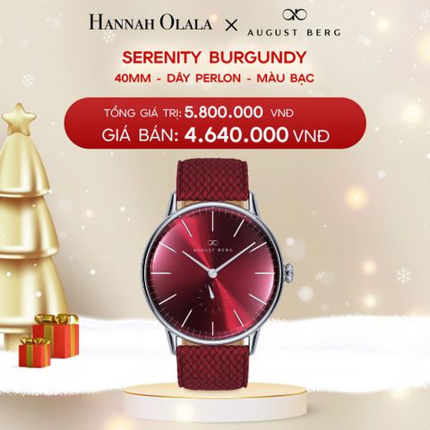  DEAL 5: ĐỒNG HỒ ĐAN MẠCH AUGUST BERG - MẶT SERENITY BURGUNDY 40 MM VIỀN MÀU BẠC - DÂY PERLON 